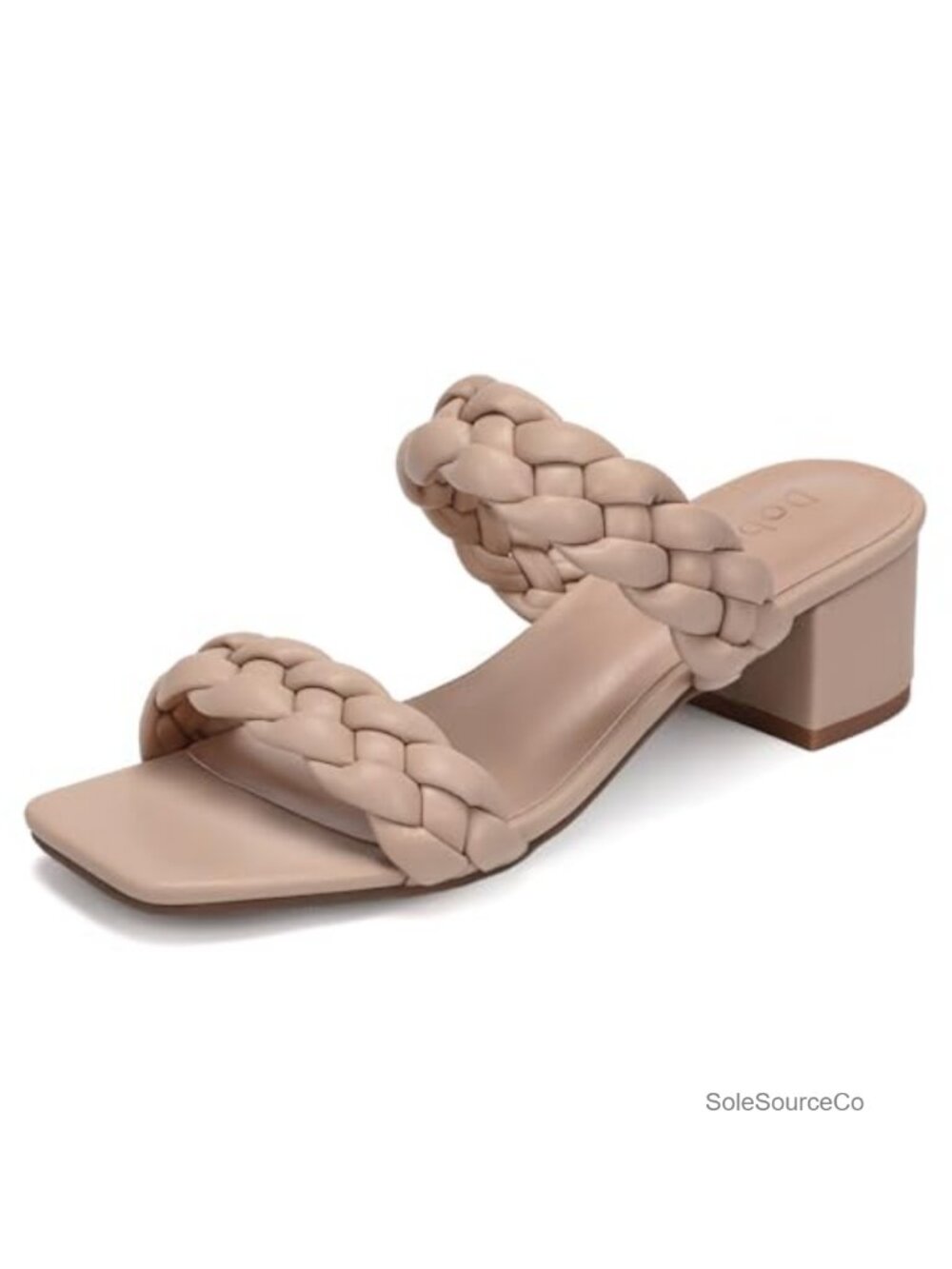 Wide Width Braided Square Toe Block Heel Sandals Slip On Dressy